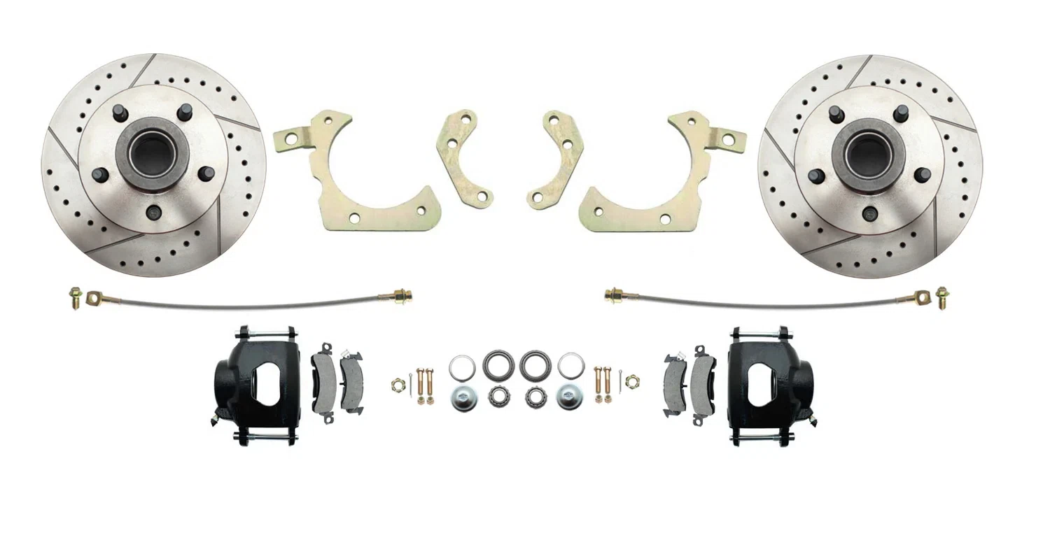 Fits 1959-64 GM Full Size Disc Brake Kit Drilled_Slotted Rotors-Black DBK5964LXB